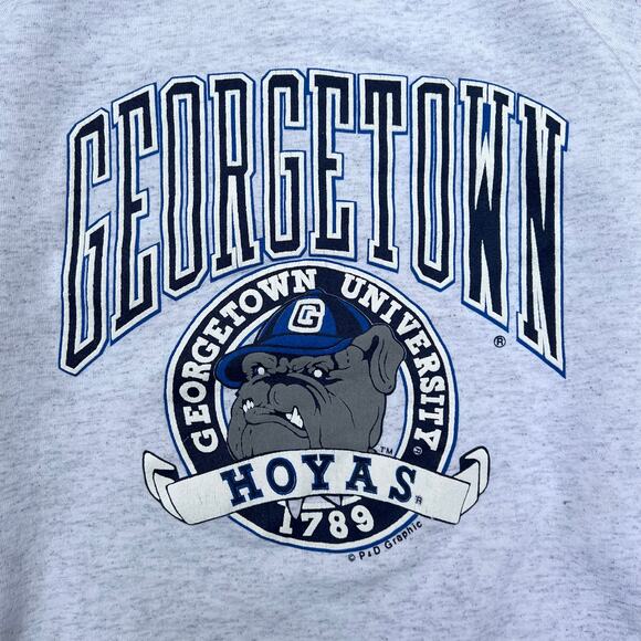 Vintage Georgetown University Hoyas Bulldog Crewneck Sweatshirt College School - Picture 3 of 12